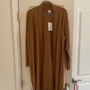 A new day Women's warm Brown Open Front Duster Cardigan